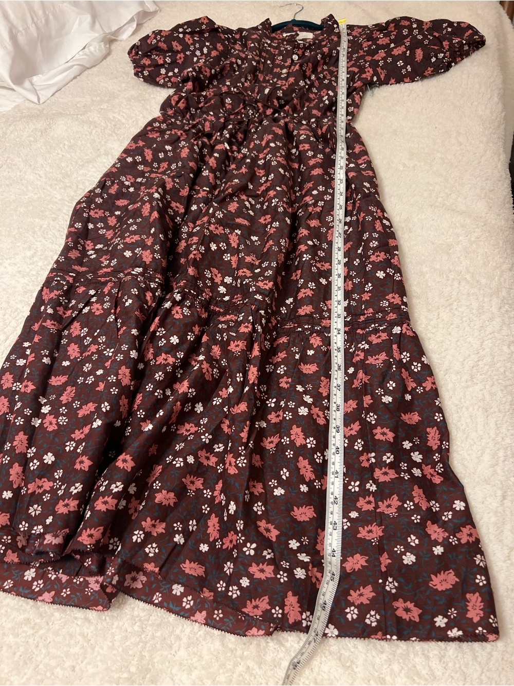 Trovata Birds of Paradis Floral Silk Cotton Midi Dress Medium Puff Sleeve Tiered - Picture 10 of 11